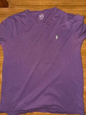 Polo by Ralph Lauren Purple V-Neck Tee with Mint Logo